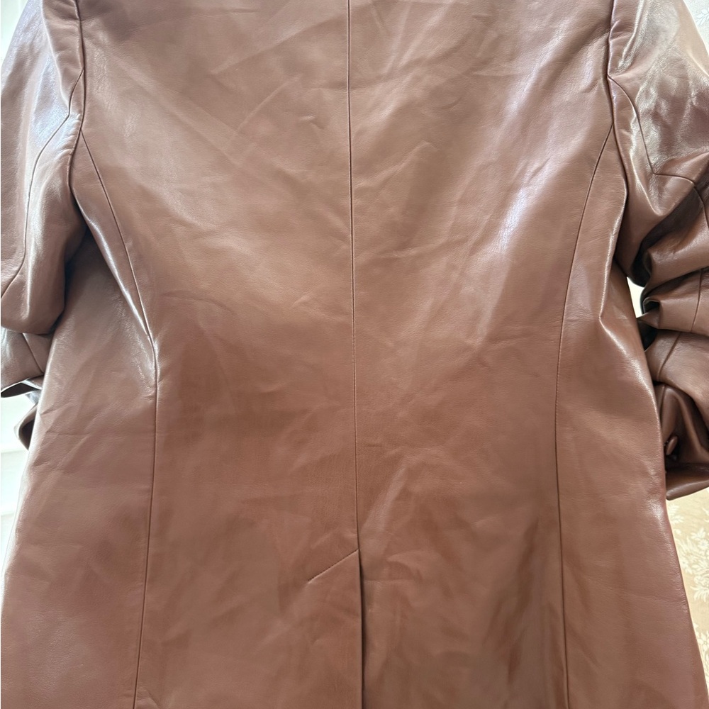Cinq à Sept chocolate brown Vegan Leather Blazer - Picture 11 of 12